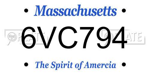 6VC794 Massachusetts License Plate