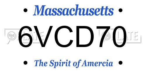 6VCD70 Massachusetts License Plate