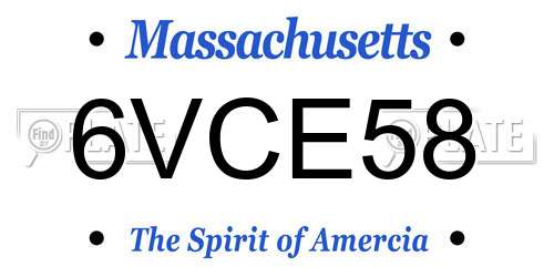 6VCE58 Massachusetts License Plate