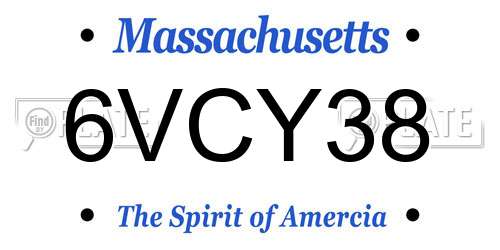 6VCY38 Massachusetts License Plate