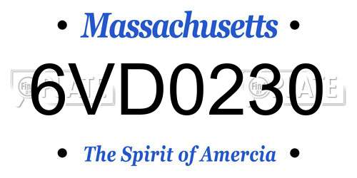 6VD0230 Massachusetts License Plate