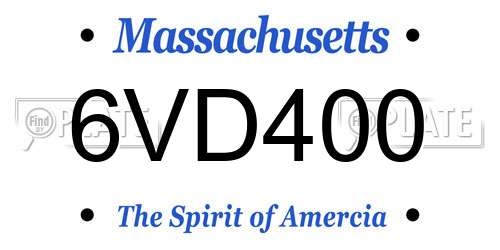 6VD400 Massachusetts License Plate