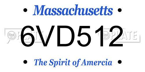6VD512 Massachusetts License Plate