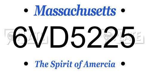 6VD5225 Massachusetts License Plate