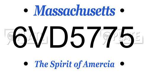 6VD5775 Massachusetts License Plate
