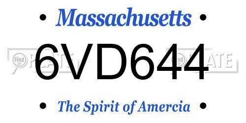6VD644 Massachusetts License Plate