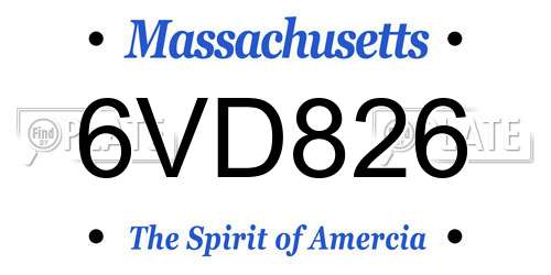 6VD826 Massachusetts License Plate
