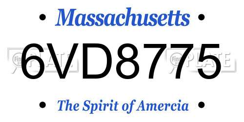 6VD8775 Massachusetts License Plate