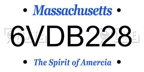 6VDB228 Massachusetts License Plate