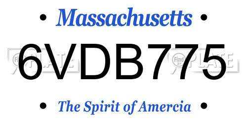 6VDB775 Massachusetts License Plate