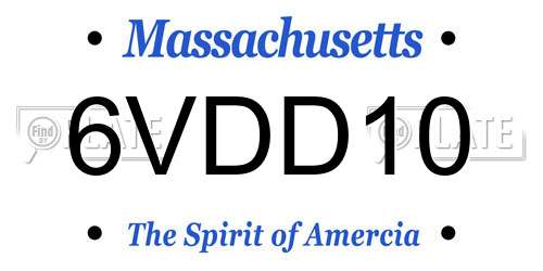 6VDD10 Massachusetts License Plate