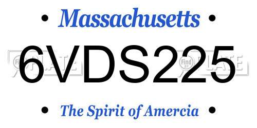 6VDS225 Massachusetts License Plate