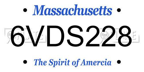 6VDS228 Massachusetts License Plate