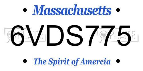 6VDS775 Massachusetts License Plate