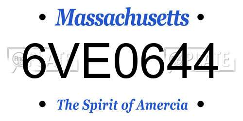 6VE0644 Massachusetts License Plate