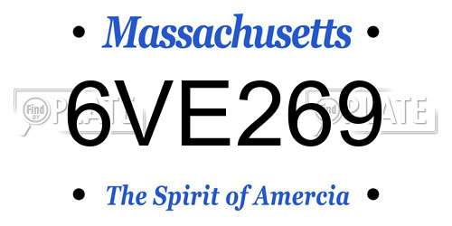 6VE269 Massachusetts License Plate