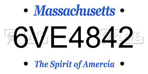 6VE4842 Massachusetts License Plate