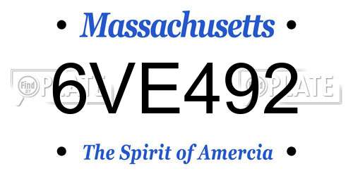 6VE492 Massachusetts License Plate