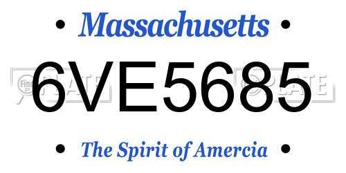 6VE5685 Massachusetts License Plate