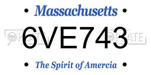 6VE743 Massachusetts License Plate