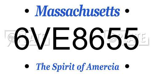 6VE8655 Massachusetts License Plate
