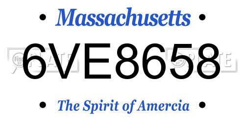 6VE8658 Massachusetts License Plate