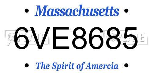 6VE8685 Massachusetts License Plate