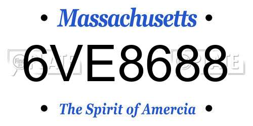 6VE8688 Massachusetts License Plate