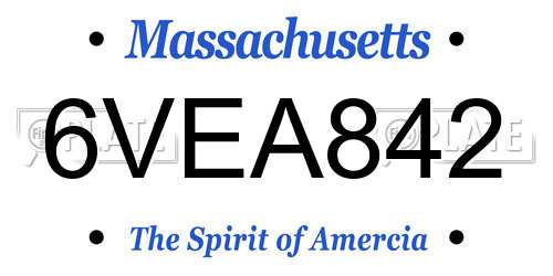 6VEA842 Massachusetts License Plate
