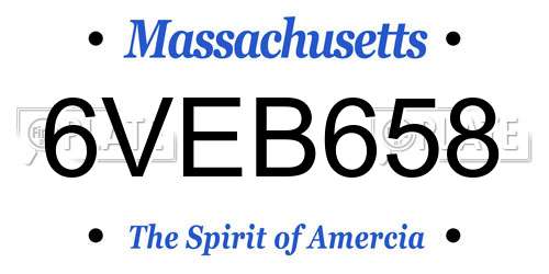 6VEB658 Massachusetts License Plate