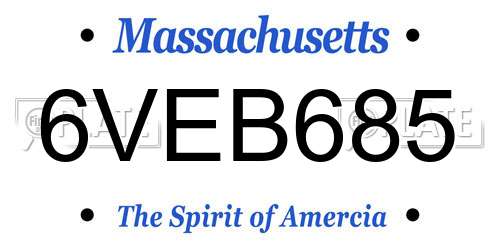 6VEB685 Massachusetts License Plate