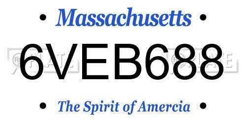 6VEB688 Massachusetts License Plate