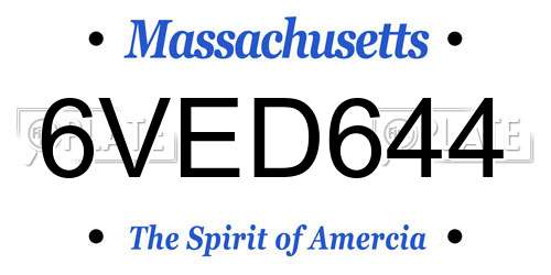 6VED644 Massachusetts License Plate