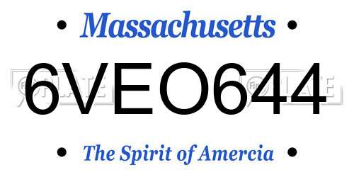6VEO644 Massachusetts License Plate