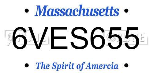 6VES655 Massachusetts License Plate