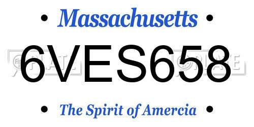 6VES658 Massachusetts License Plate