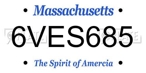 6VES685 Massachusetts License Plate