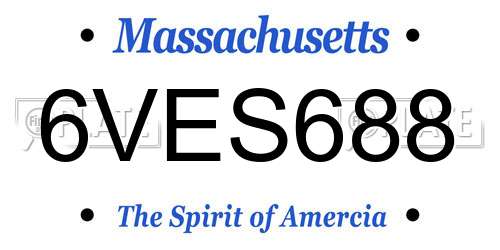 6VES688 Massachusetts License Plate