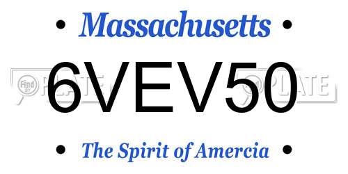6VEV50 Massachusetts License Plate