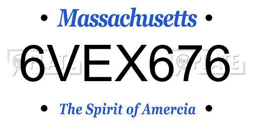 6VEX676 Massachusetts License Plate