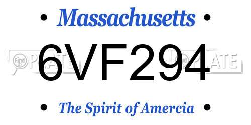6VF294 Massachusetts License Plate