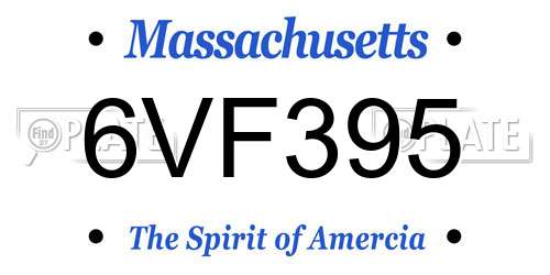 6VF395 Massachusetts License Plate