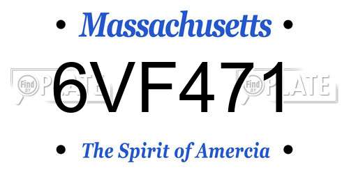 6VF471 Massachusetts License Plate