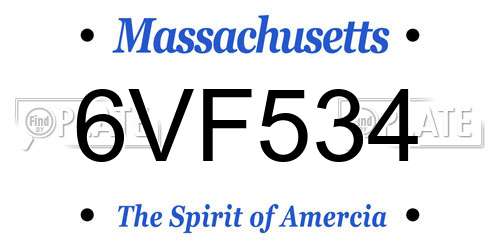 6VF534 Massachusetts License Plate