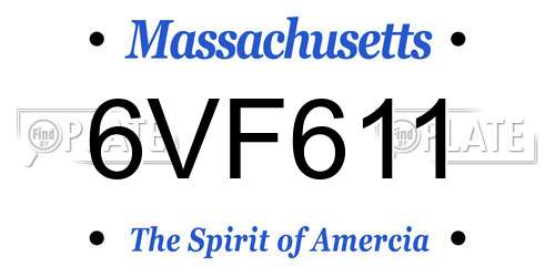 6VF611 Massachusetts License Plate