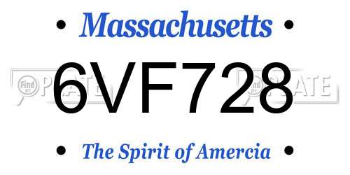 6VF728 Massachusetts License Plate