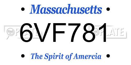 6VF781 Massachusetts License Plate