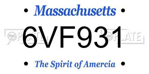 6VF931 Massachusetts License Plate