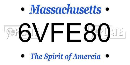 6VFE80 Massachusetts License Plate