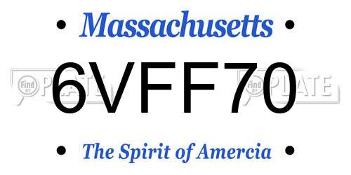 6VFF70 Massachusetts License Plate